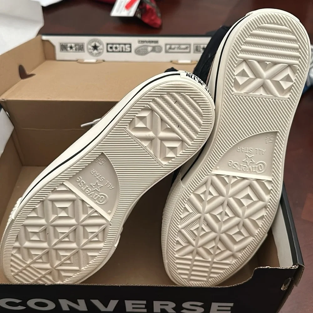 Converse Black High-Top Platform Sneakers with Tan Trim
